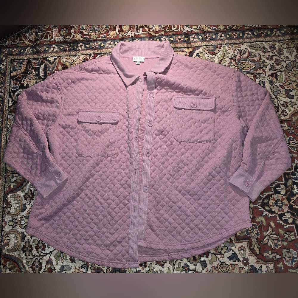 Wonderly Light Lavender Quilted Button-Up